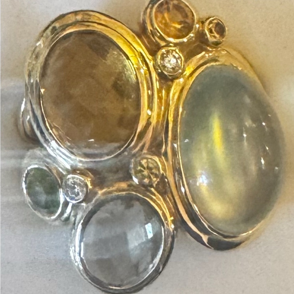 David Yurman Gold and Silver Cabochon Ring